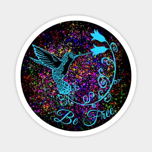 Hummingbird "Be Free" Doodle Art Magnet